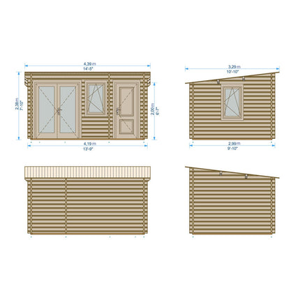 Shire Rydal 44mm Log Cabin 14 x 10ft (4.2 x 3m) – view 2