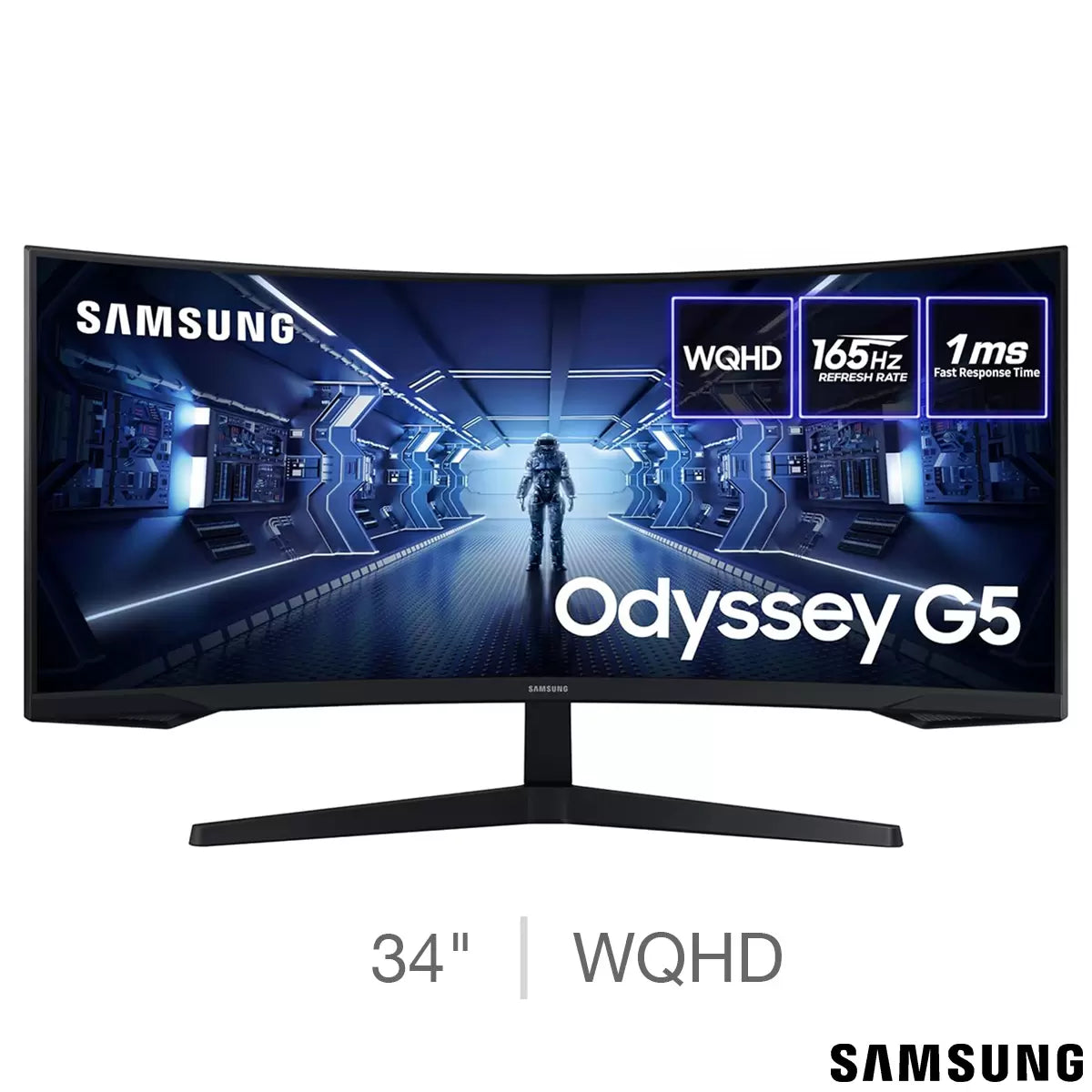 Samsung Odyssey 34" UltraWide Quad HD 165Hz Curved Gaming Monitor with AMD FreeSync - Black