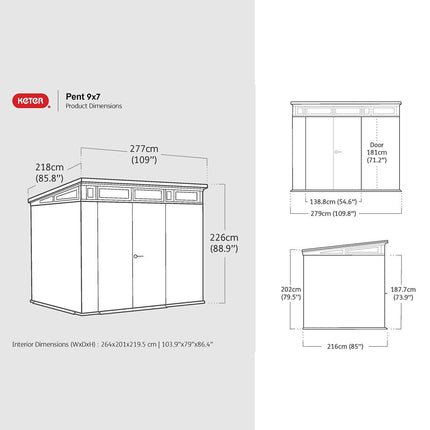 Keter Ashwood Signature 9ft x 7ft 1" (2.77 x 2.18m) Storage Shed – view 2