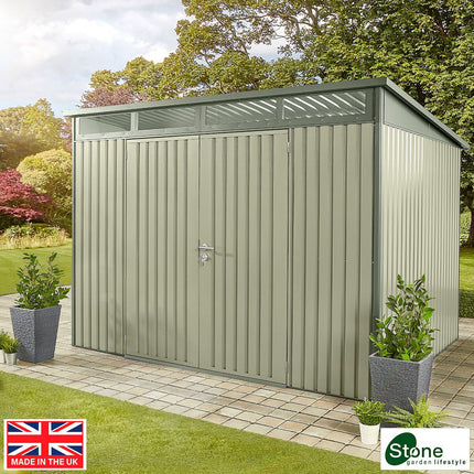 Stone Garden 10ft x 8ft (3m x 2.4m) Two Door Steel Shed in 2 Colours