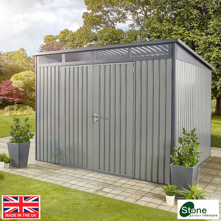 Stone Garden 10ft x 8ft (3m x 2.4m) Two Door Steel Shed in 2 Colours – view 2