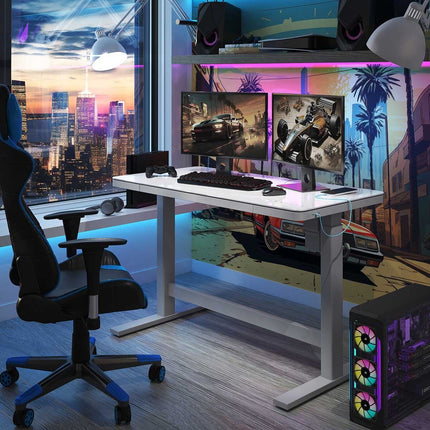 Tresanti Geller Power Adjustable Height Tech Desk, White – view 6