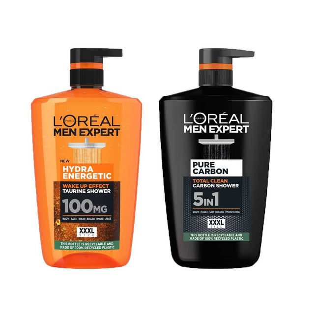 L'Oreal Men Expert Carbon / Hydra Energetic Shower Gel, 2 x 1L