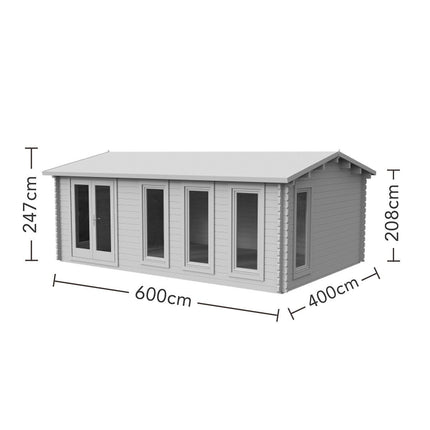 Forest Garden Haresfield 58mm Log Cabin 19ft 8" x 13ft 1" (6 x 4m) – view 2