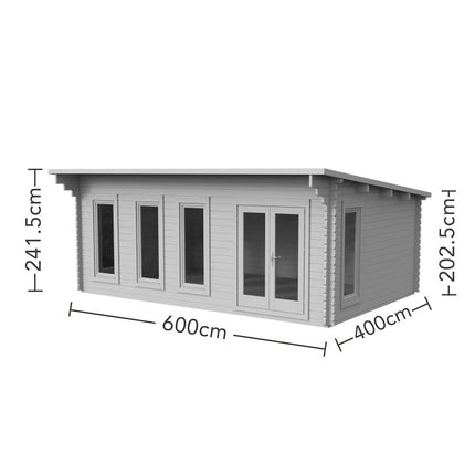 Forest Garden Harescombe 58mm Log Cabin 19ft 8" x 13ft 1" (6 x 4m) – view 2
