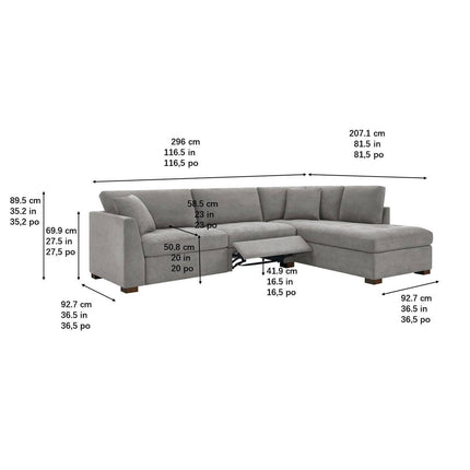Thomasville Miles Grey Fabric Corner Sofa with Power Footrests in 2 Configurations – view 4