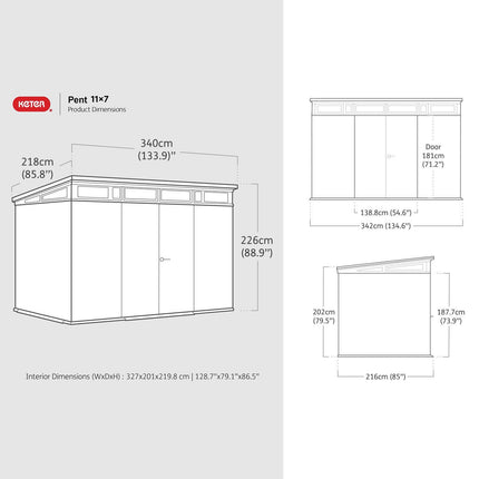 Keter Ashwood Signature 11ft 2" x 7ft 2" (3.4 x 2.2m) Storage Shed – view 2