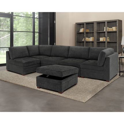 Thomasville Tisdale Dark Grey Fabric Storage Ottoman – view 6