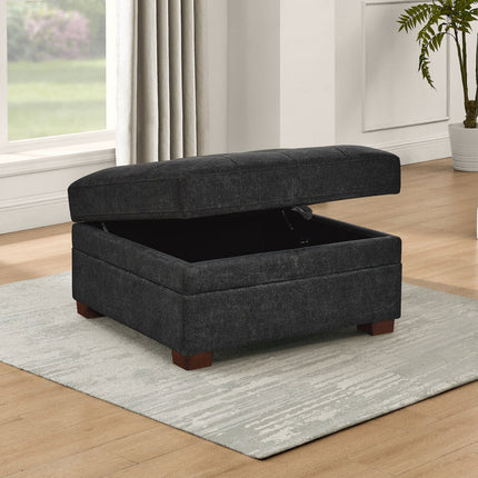 Thomasville Tisdale Dark Grey Fabric Storage Ottoman – view 3