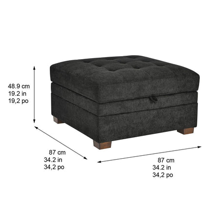 Thomasville Tisdale Dark Grey Fabric Storage Ottoman – view 2