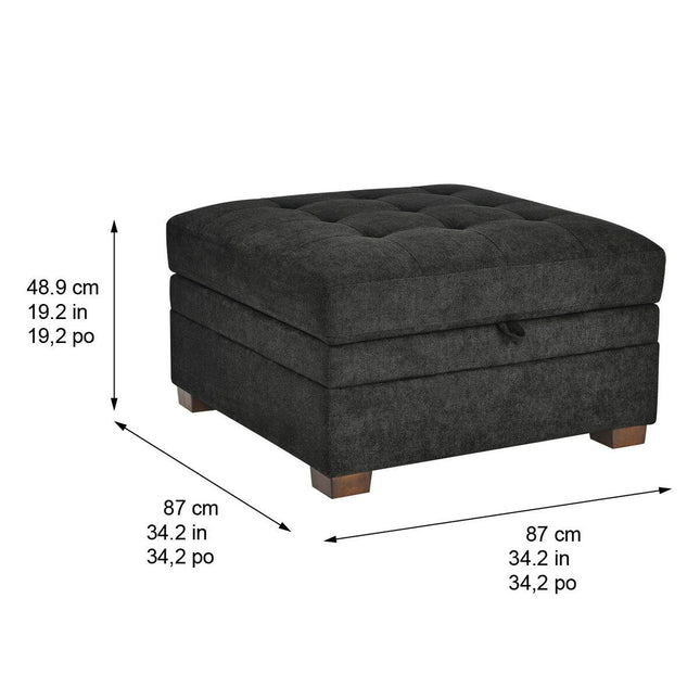 Thomasville Tisdale Dark Grey Fabric Storage Ottoman – view 2