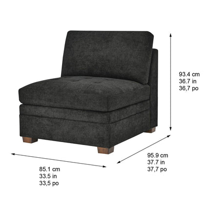 Thomasville Tisdale Dark Grey Fabric Armless Chair – view 2