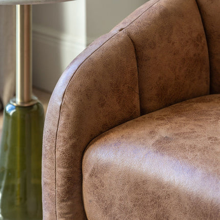 Gallery Atella Antique Tan Leather Tub Chair – view 3