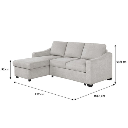 Coddle Aria Beige Fabric Convertible Sofa Bed with Chaise – view 2