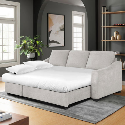 Coddle Aria Beige Fabric Convertible Sofa Bed with Chaise – view 3