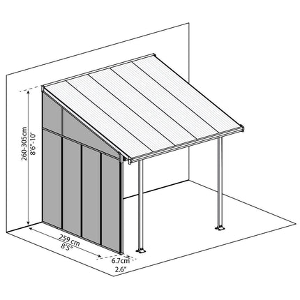 Palram Canopia Feria 3 SideWall Patio Cover, Grey – view 2