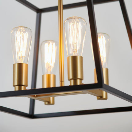 Artika Carter Square Black and Gold Chandelier Light (without bulbs) – view 2