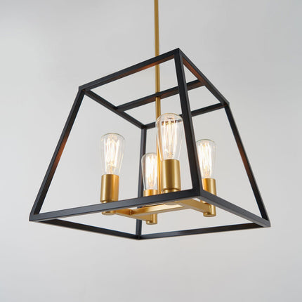 Artika Carter Square Black and Gold Chandelier Light (without bulbs) – view 3