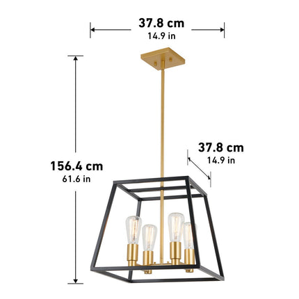 Artika Carter Square Black and Gold Chandelier Light (without bulbs) – view 7