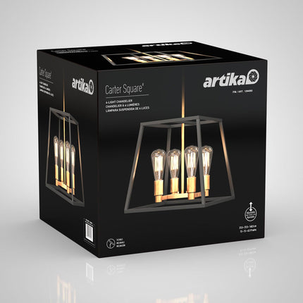 Artika Carter Square Black and Gold Chandelier Light (without bulbs) – view 8