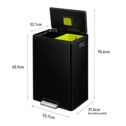 EKO Ecocasa II 60L Recycling Bin in Matte Black – view 6