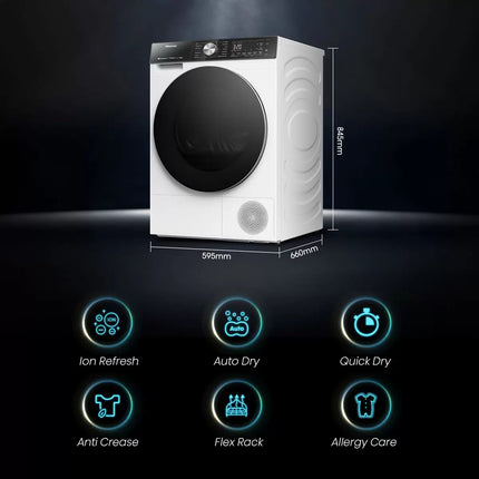 Hisense DH5S102BW, 10kg Heat Pump Dryer A+++ Rating in White