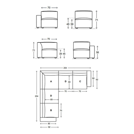 Swyft Model 03 Light Grey Linen 5 Piece Modular Sofa – view 2