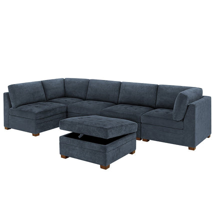 Thomasville Tisdale Blue 6 Piece Modular Fabric Sofa – view 8