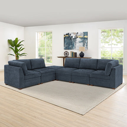 Thomasville Tisdale Blue 6 Piece Modular Fabric Sofa – view 7