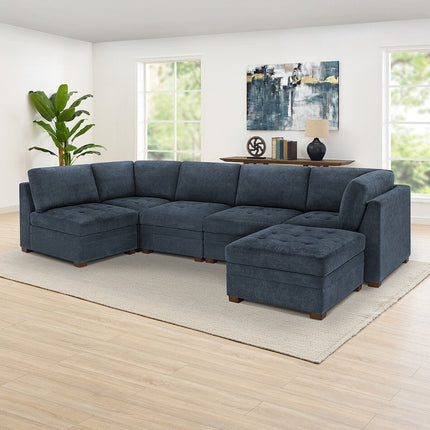 Thomasville Tisdale Blue 6 Piece Modular Fabric Sofa – view 4