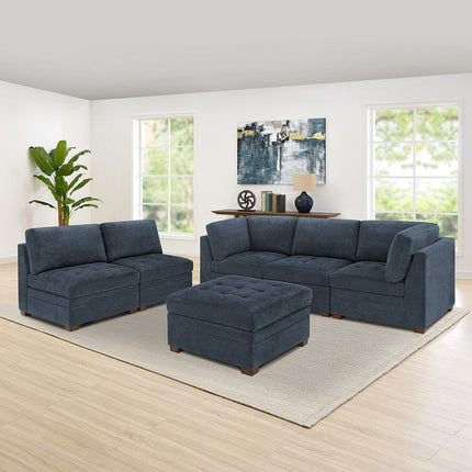 Thomasville Tisdale Blue 6 Piece Modular Fabric Sofa – view 5