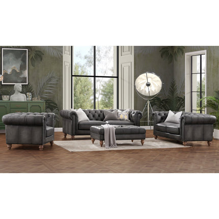 Allington 3 Seater Grey Leather Chesterfield Sofa – view 7