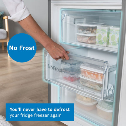 Bosch Series 4 KGN392LDFG Fridge Freezer, D Rated in Silver – view 4