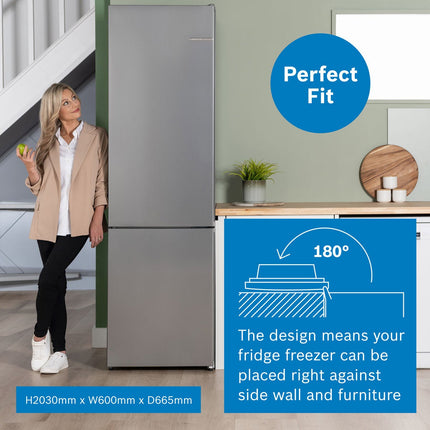Bosch Series 4 KGN392LDFG Fridge Freezer, D Rated in Silver – view 5