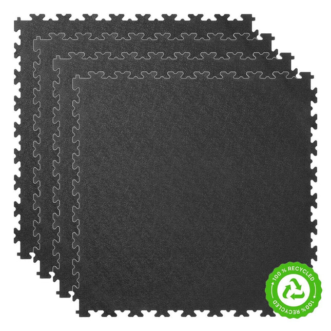 Klikflor RX500 7mm Recycled Garage Floor Tiles 4 pack (495 x 495 x 7mm) - 0.98m² per pack in Black or Graphite
