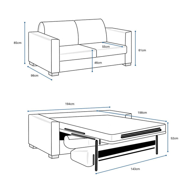 Lucas Dark Grey Fabric Sofa Bed – view 2