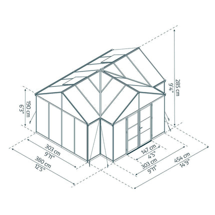 Palram Canopia Triomphe 12ft 5" x 15ft (3.8 x 4.5m) Garden Room Greenhouse – view 3