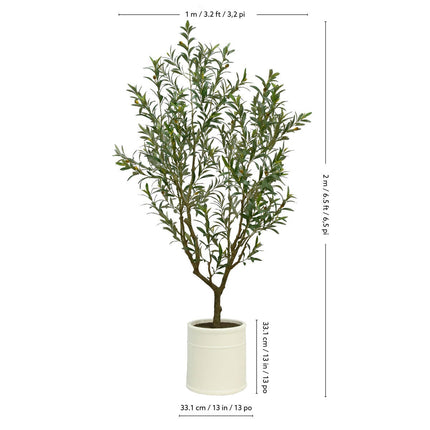 Artificial 6.5ft Olive Tree in French Crock Planter – view 2