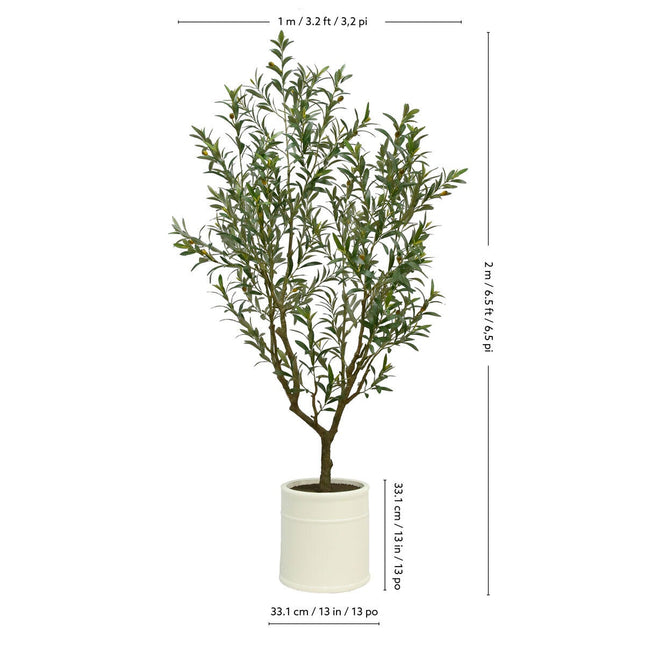 Artificial 6.5ft Olive Tree in French Crock Planter – view 2