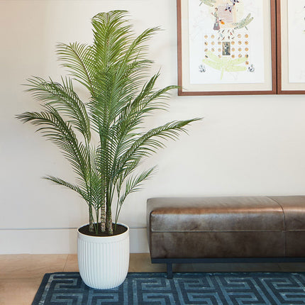 Artificial 6.5ft Palm Tree in Ribbed Planter – view 3