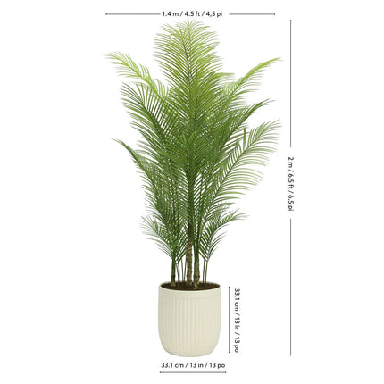 Artificial 6.5ft Palm Tree in Ribbed Planter – view 2