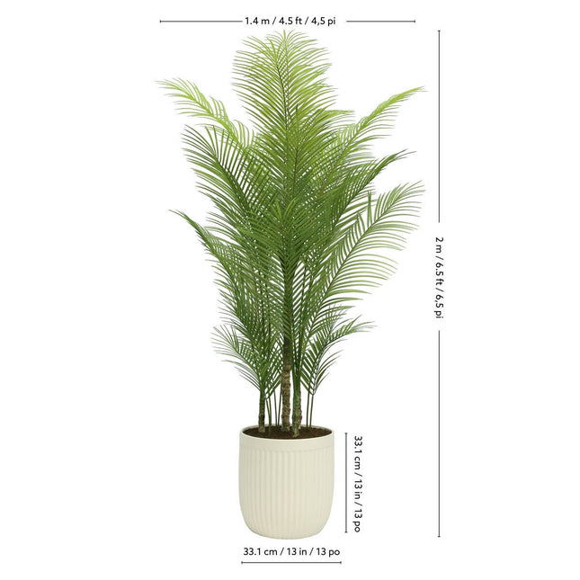 Artificial 6.5ft Palm Tree in Ribbed Planter – view 2