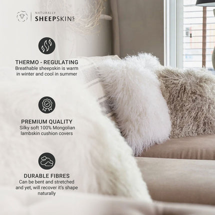 Naturally Sheepskins Mongolian Cushion in 4 Colours, 50 x 50 cm – view 7
