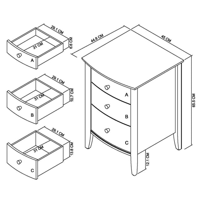 Bentley Designs Whitby Scandi Oak & Soft Grey Three Drawer Nightstand, 2 Pack – view 2