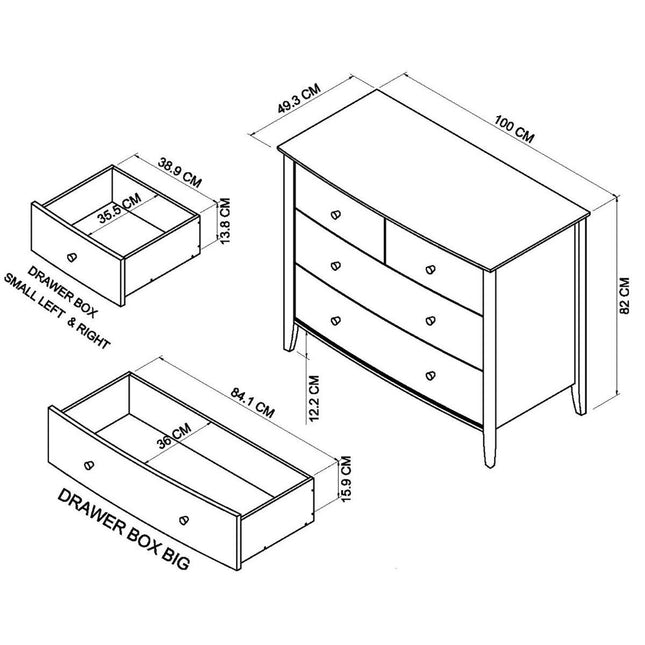 Bentley Designs Whitby Scandi Oak & Soft Grey 4 Drawer Chest of Drawers – view 2