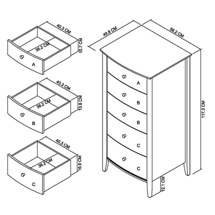 Bentley Designs Whitby Scandi Oak & Soft Grey 5 Drawer Chest of Drawers – view 2