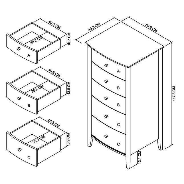 Bentley Designs Whitby Scandi Oak & Soft Grey 5 Drawer Chest of Drawers – view 2