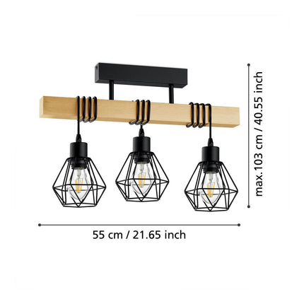 Eglo Townshend 3 Light Geometric Pendant – view 2