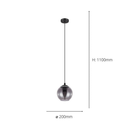 Eglo Ariscani 1 Smoked Glass Ball Light Pendant – view 2