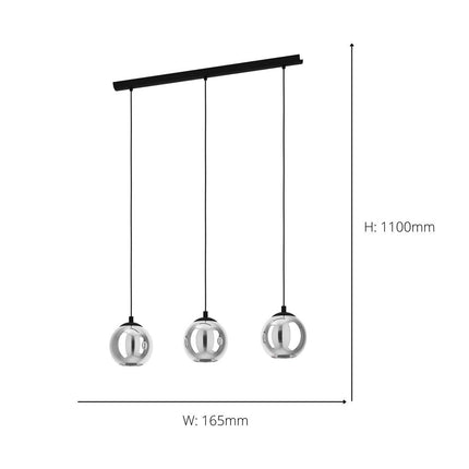 Eglo Ariscani 3 Smoked Glass Ball Light Pendant – view 2